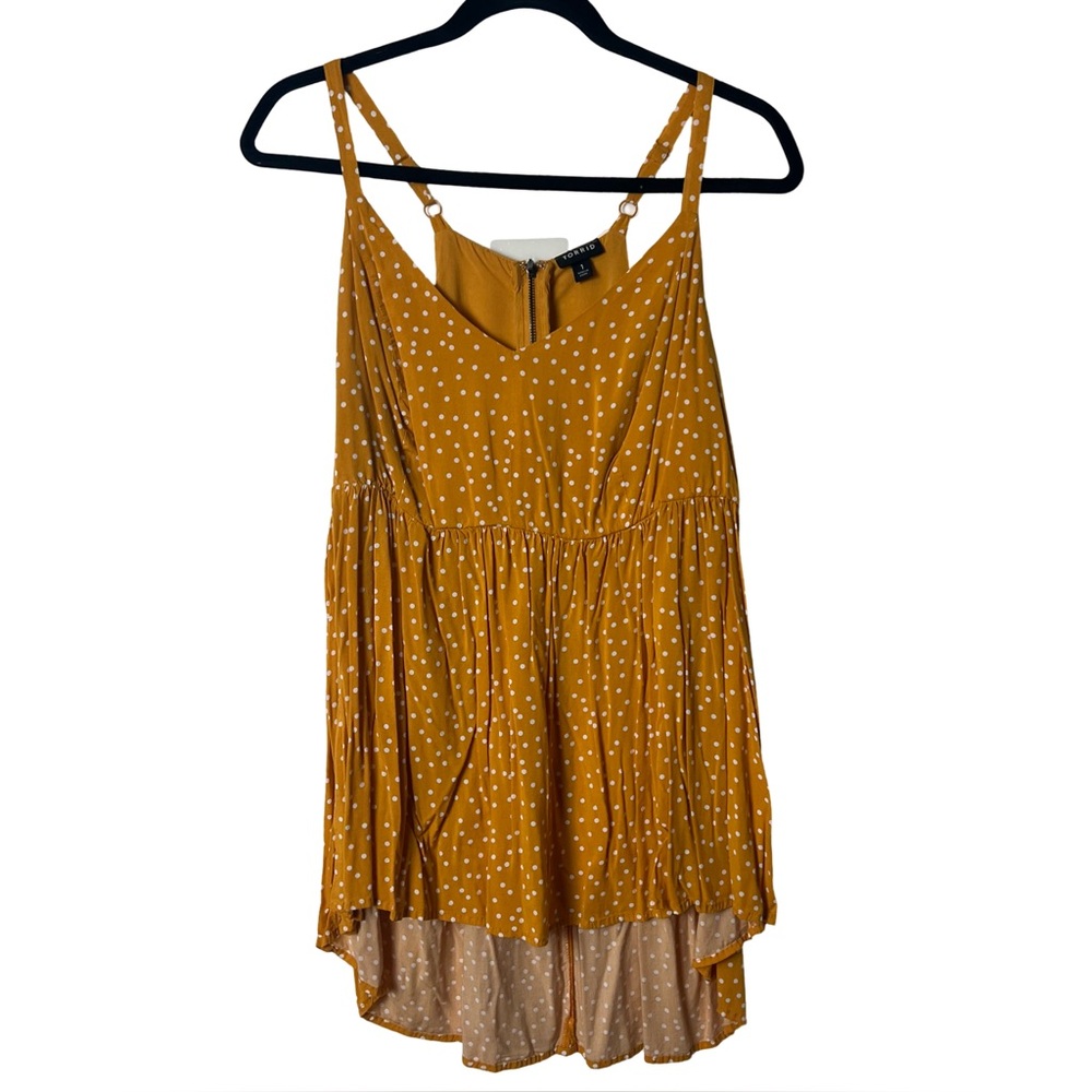 Torrid – Women’s Yellow White Polka Dot Sleeveless Top –‎ Sz. 1